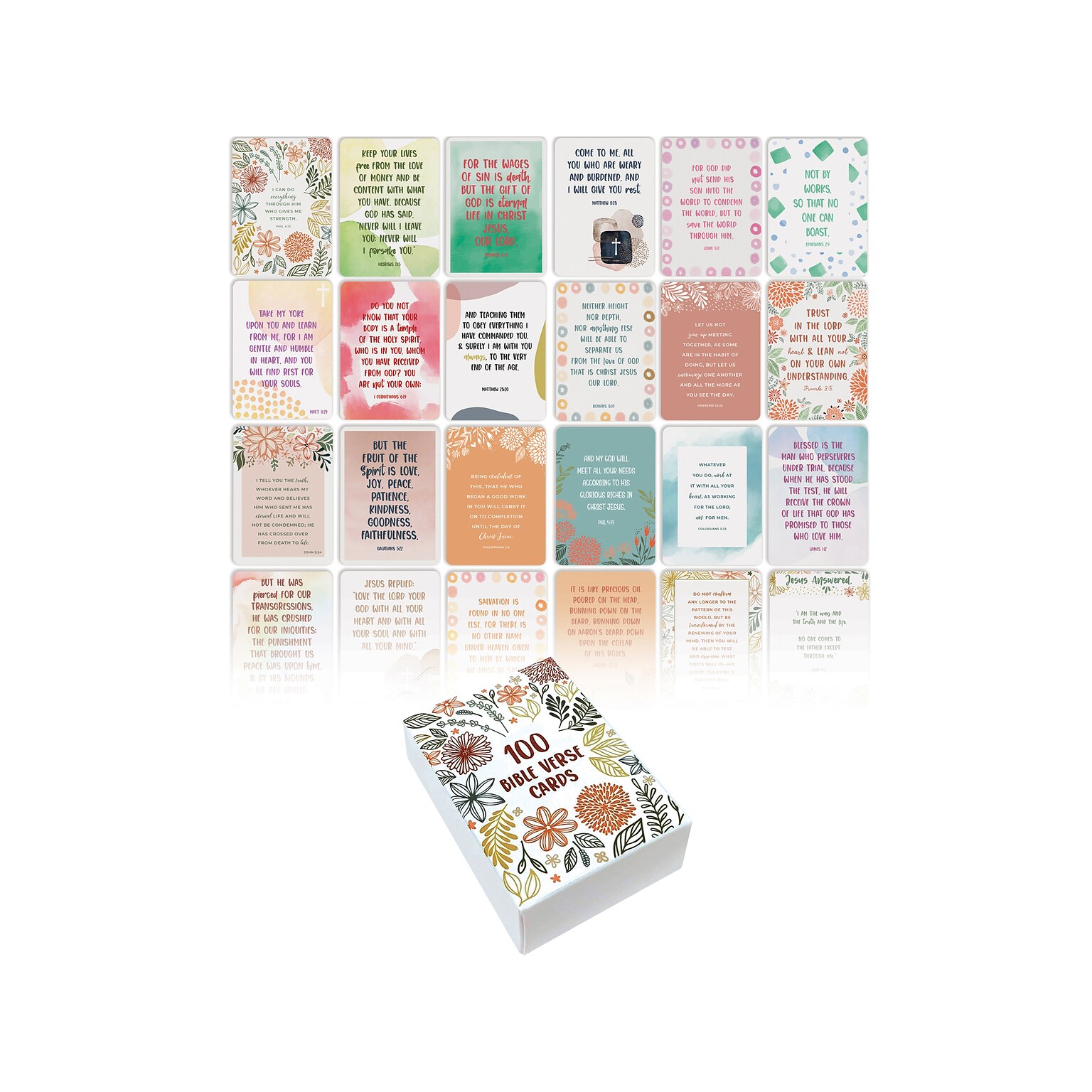 Better Office Bible Verses Encouragement Cards, 3.5 x 2.5, Assorted Colors, 100/Pack (64582-100PK)