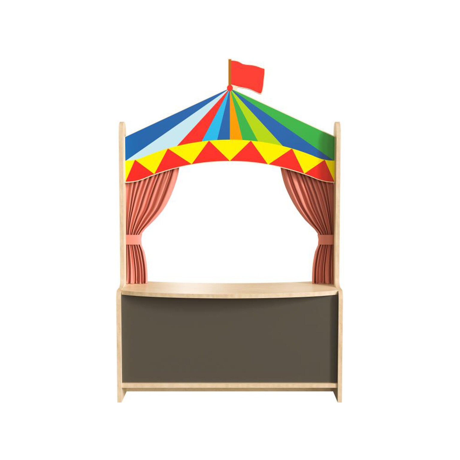 Flash Furniture Bright Beginnings Puppet Theater with Removable Curtains and Magnetic Chalkboard, Multicolor (MK-ME19202-GG)