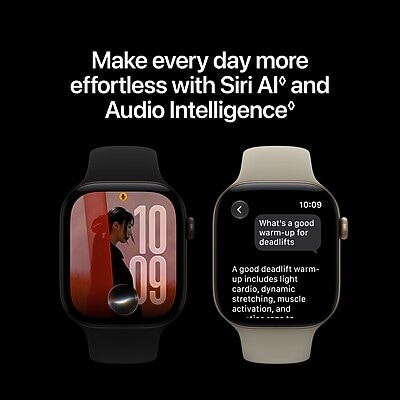 Apple Watch Series 12 GPS Smartwatch, 42mm, Black Aluminum Case with Sport Band, Medium/Large (MJEC4LS/A)