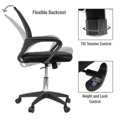 Mind Reader Ergonomic Mesh Swivel Computer and Desk Chair, Black (OFFCHAIR17-BLK)