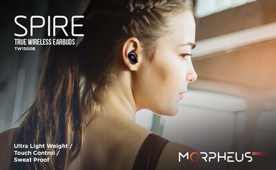 Morpheus 360 Spire Wireless Earbuds, Bluetooth, Black (TW1500B)