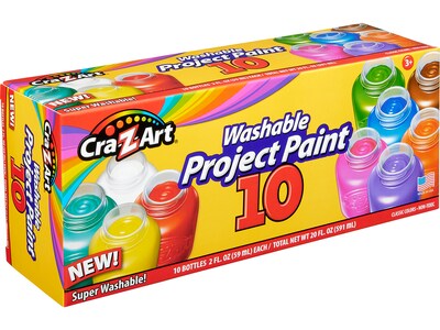 Cra-Z-Art Washable Project Paints, Assorted Colors, 2 Fl. Oz., 10/Pack (10601-4)