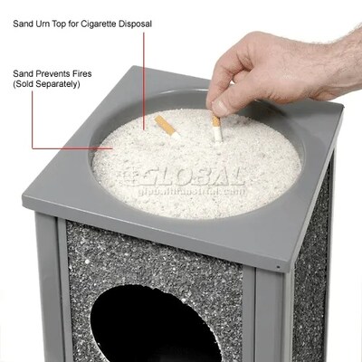 Global Industrial Stone Panel Trash Sand Urn, 2-1/2 Gallon Capacity, 10-1/4"W x 10-1/4"D x 24"H, Gray (238242GY)