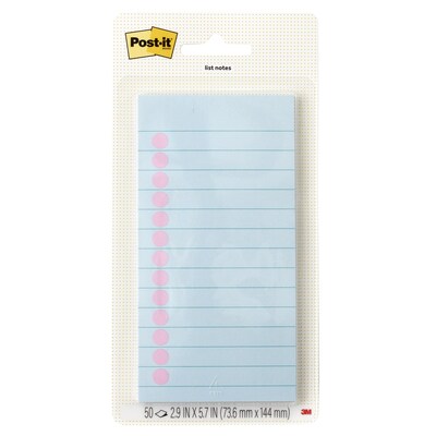 Post-it List Notes, 2.9 x 5.7, Lined, 50 Sheets/Pad (SPE-36-2)