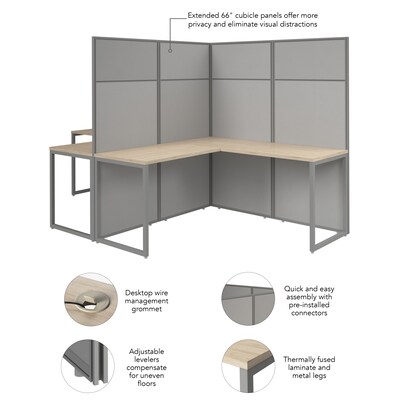 Bush Business Furniture Easy Office 66"H x 119"W 2 Person T-Shaped Cubicle Panel Workstation, Natural Elm (EODH560NE-03K)