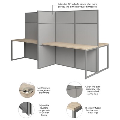 Bush Business Furniture Easy Office 66"H x 119"W 4 Person Back to Back Cubicle Panel Workstation, Natural Elm (EODH660NE-03K)