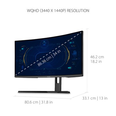 ViewSonic OMNI 34" Curved 144 Hz LCD Gaming Monitor, Black (VX3418-2KPC)