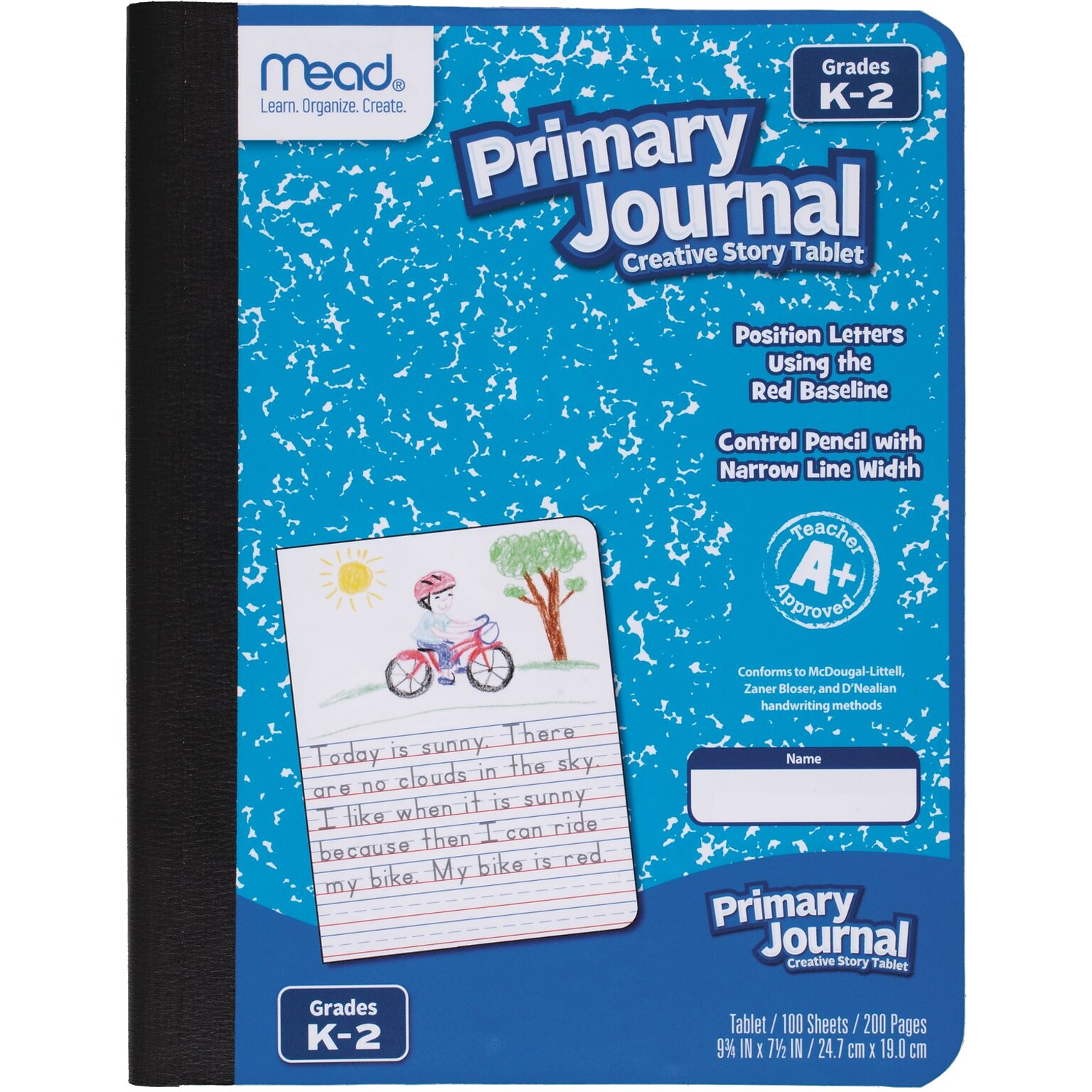 Mead Grades K-2 Primary Ruled Journal 1-Subject Composition Notebook, 7.5 x 9.75, Wide Ruled, 100 Sheets, Blue (1040315)