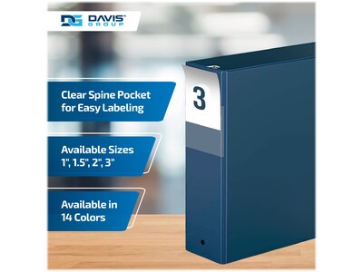 Davis Group Premium Economy 3" 3-Ring Non-View Binders, Navy, 6/Pack (2314-72-06)