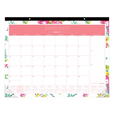 2027 Blue Sky Day Designer Peyton White 22 x 17 Monthly Desk Pad Calendar, Pink/White (103631-27)