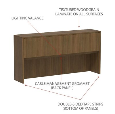 Alera Valencia Series 70.63" Hutch with Doors, 4 Compartments, Modern Walnut (ALEVA287215WA)