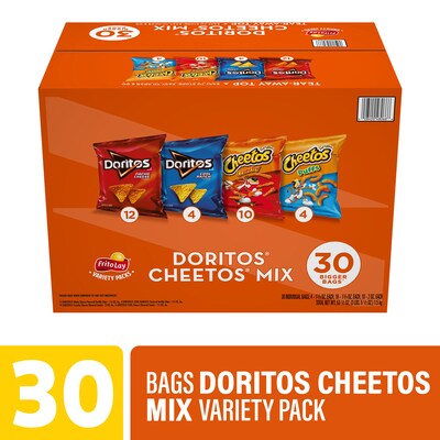 Frito Lay Doritos and Cheetos Variety Pack, 53.5 oz., 30/Pack (220-02673)