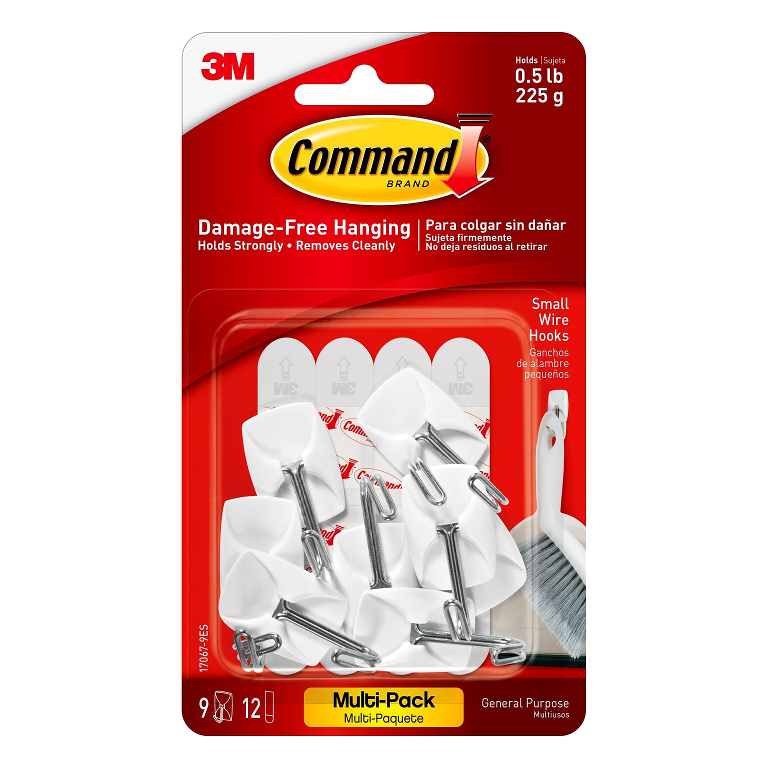 Command Small Wire Hooks Value Pack, White, 9-Command Hooks, 6 Pairs, 12 Command Strips (17067-9ES)
