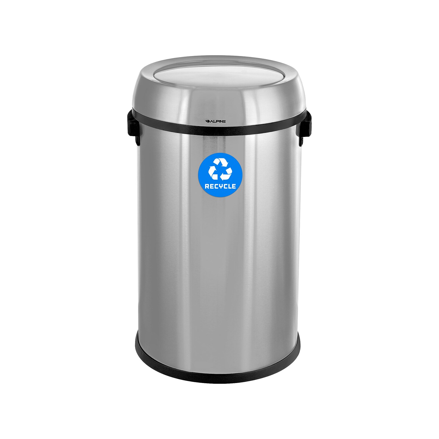 Alpine Industries Commercial Indoor Single-Stream Indoor Recycling Station, 17 Gallon, Stainless Steel (ALP470-65L-1-R)