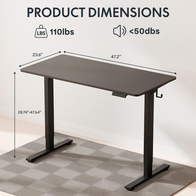 Flexispot EZ2 48"W Electric Adjustable Standing Desk, Black (EZ2B-E)