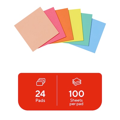 Staples Ultra Sticky Notes, 3 x 3, Golden Hour Collection, 100 Sheets/Pad, 24 Pads/Pack (ST62885)