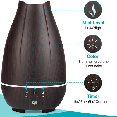 HealthSmart Evaporative Cool Mist Tabletop Humidifier, 500mL, Brown (40-500-037)