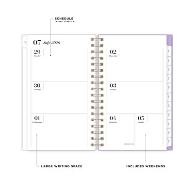 2026-2027 Blue Sky Sincerely Jules Becca Purple 6 x 3 Academic Year Weekly & Monthly Planner, Plastic Cover (159091)