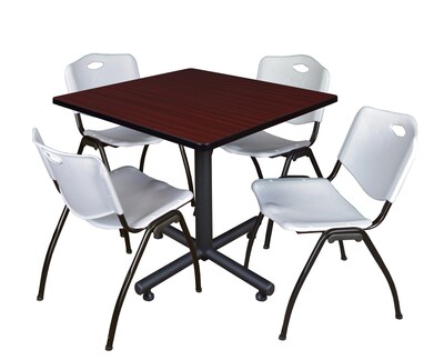 Regency 36 Laminate Melamine & Steel Square Lunch Table with Stacker Chairs, Gray (TKB3636MH47GY)