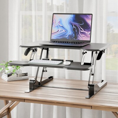 Mount-It! 30 W Manual Rectangular Adjustable Standing Desk Converter, Black (MI-15009S)
