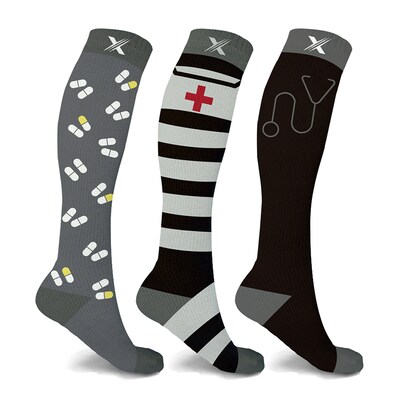 Extreme Fit Knee High Compression Socks, Large/XL, 3 Pairs/Pack (EF-3BAYCS-L)