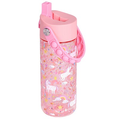 Elemental Splash Pop Plastic Water Bottle, 18 oz., Pink Unicorn (EMLETR18UN24P)