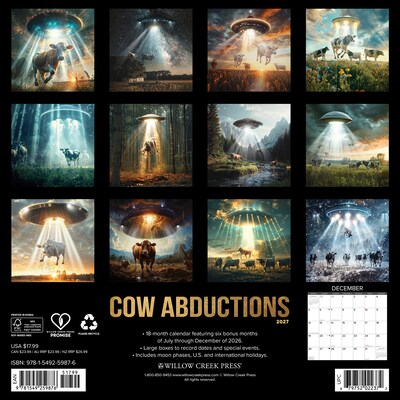 2027 Willow Creek Cow Abductions 12 x 12 Monthly Wall Calendar (59876)