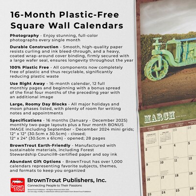 2025 BrownTrout Vintage Tractors 12" x 12" Monthly Wall Calendar (9781975477875)