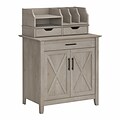 Bush Furniture Key West Laptop Storage Desk Credenza with Desktop Organizers, Washed Gray (KWS011WG)