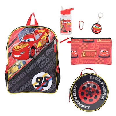 Bioworld Kids 5-Piece Disney Cars Backpack Set, Large, Red and black (B1B8787DSXSB00)