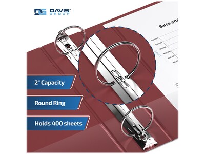 Davis Group Premium Economy 2" 3-Ring Non-View Binders, Burgundy, 6/Pack (2313-08-06)