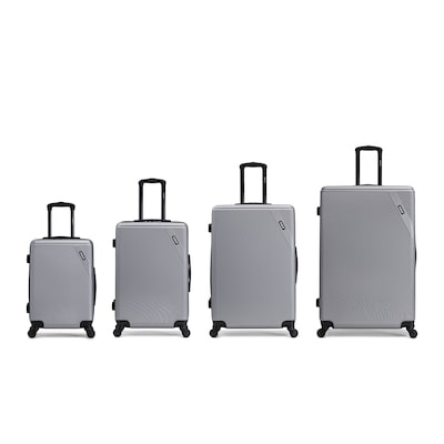 DUKAP Discovery 4-Piece Hardside Spinner Luggage Set, TSA Checkpoint Friendly, Silver (DKDISSMLXL-SIL)