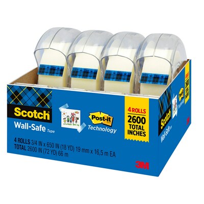 Scotch® Wall-Safe Tape, 3/4 x 18.05 yds., 4 Rolls/Pack (4183)