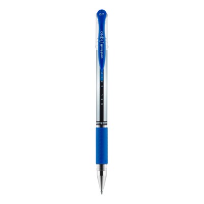 uniball Gel Grip Gel Pens, Medium Point, 0.7mm, Blue Ink, 12/Pack (65451)