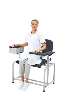 Viva Comfort Wide Adjustable Bariatric Padded Phlebotomy Blood Drawing Chair, 500 lbs. Capacity, Bla