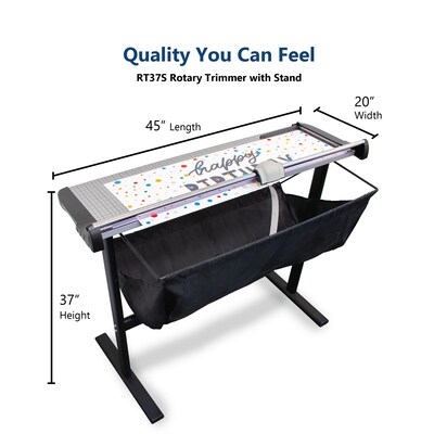 United Commercial 38" Rotary Paper Cutter with Stand and Catch Tray, Silver/Black (RT37S)