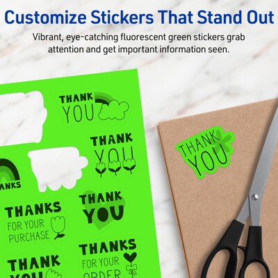 Avery Laser/Inkjet Multipurpose Rectangle Labels, 8.5" x 11", Neon Green, 20/Pack (94269)