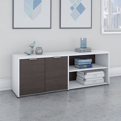 Bush Business Furniture Jamestown 21" Low Storage Cabinet with Doors and 4 Shelves, Storm Gray/White (JTS160SGWH)