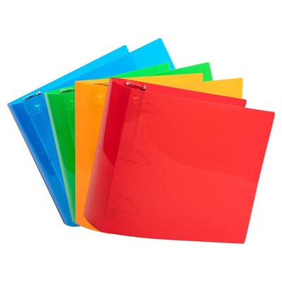 JAM Paper 4" 3-Ring Flexible Poly Binders, Assorted Colors, 4/Pack (PB75245ASSRT)