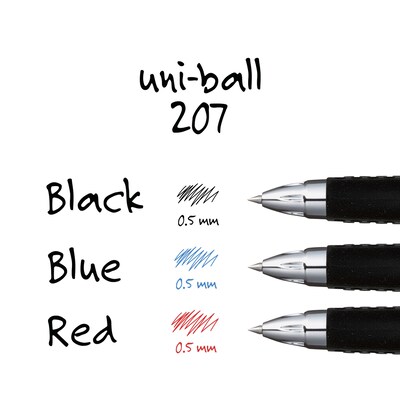 uni-ball 207 Retractable Gel Pens, Micro Point, Black Ink, 4/Pack (61270)