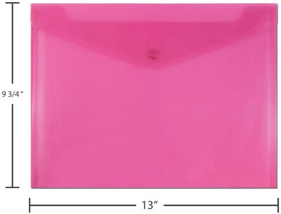 JAM Paper Premium Plastic Document File, 1 Pocket, Letter, Fuchsia Pink, 3/Pack (218S0fux3)