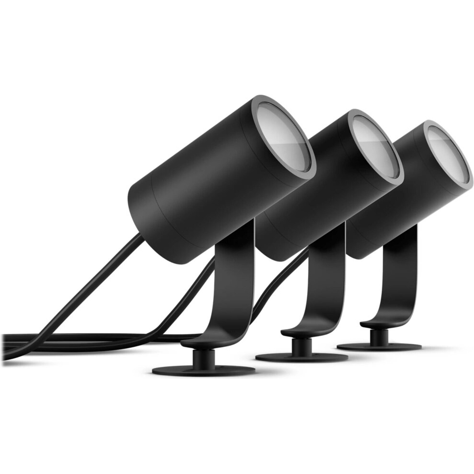 Philips Hue Lily LED 3-Piece Outdoor Spotlights, Black  (1746730V7)