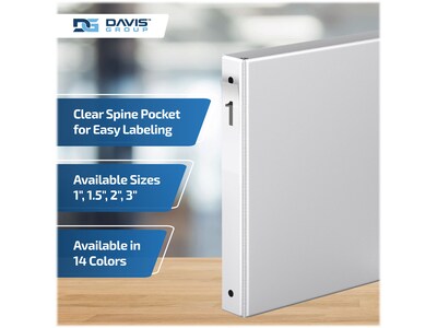 Davis Group Premium Economy 1" 3-Ring Non-View Binders, White, 6/Pack (2311-00-06)