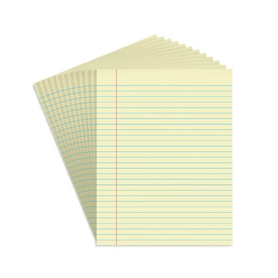 Staples Notepads, 8.5 x 11, Wide Ruled, Canary, 50 Sheets/Pad, Dozen Pads/Pack (ST57295)