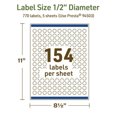 Avery Dissolvable Circle Multipurpose Labels, 0.5" Dia., Off-white, 770/Pack (94503)