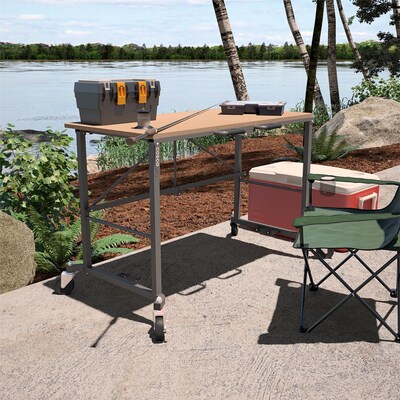 Cosco Portable Folding Work Desk w/ MDF Work Top, 350 lb. Capacity, Brown (66720DKG1E)
