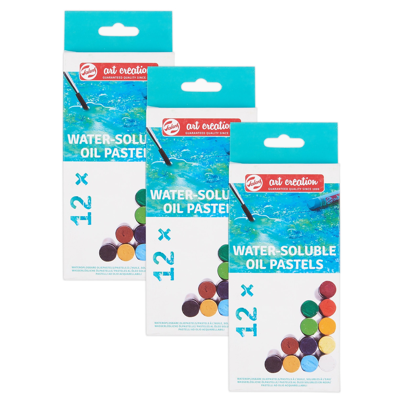 Talens Art Creation Water Soluble Oil Pastel Set, Assorted Colors, 12/Set, 3 Sets/Bundle (TLN9029112M-3)