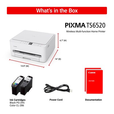 Canon PIXMA TS6520 Wireless Color All-In-One Inkjet Printer, Best for Home (7179C002)