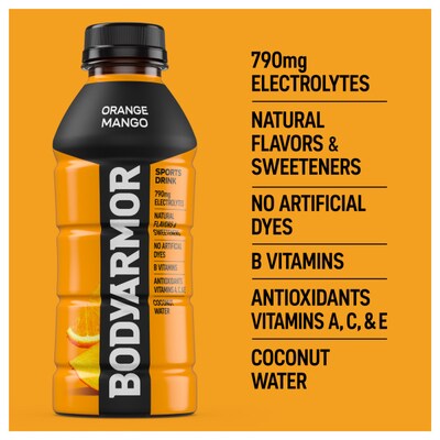 BodyArmor SuperDrink Orange Mango Sports Drink, 16 oz. Bottle, 12/Pack (100002-1.4)