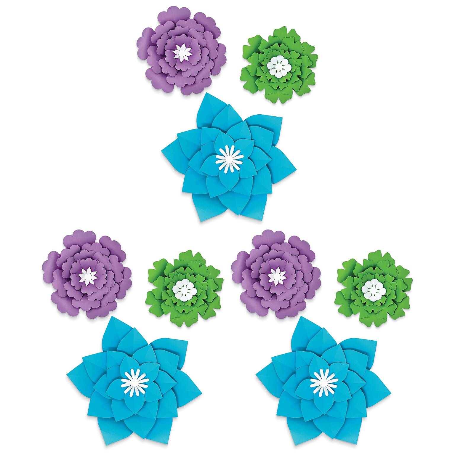 Happily Ever Elementary Creatively Inspired Blue, Purple, Green Flowers Dimensional Accent, 3/Set, 3 Sets/Bundle (CD-107007-3)